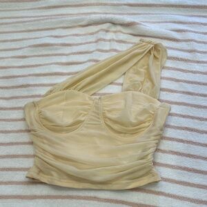 Chic One-Shoulder Cream Top